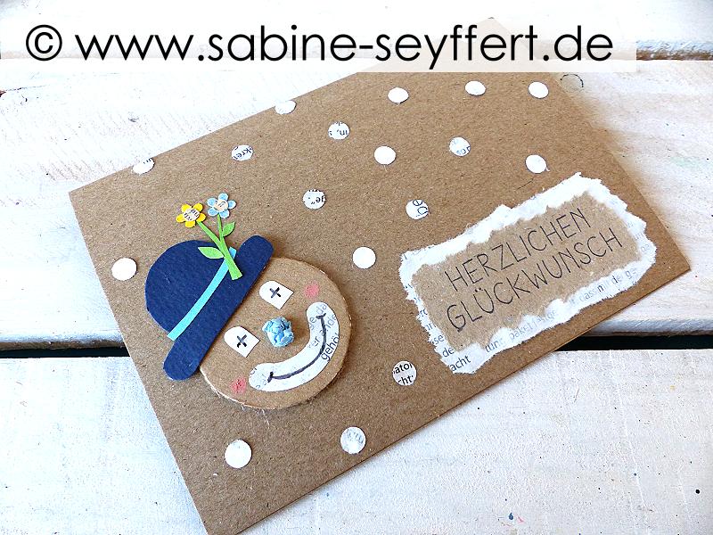 Diy Selbst Gemachter Geburtstagsgruss Ein Clown Wunscht Alles Gute Zum Geburtstag Postkarte Basteln Blog Sabine Seyffert