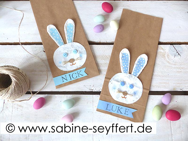 fleißiger Osterhase malt Eier an quadratische Postkarte Easter Bunny 