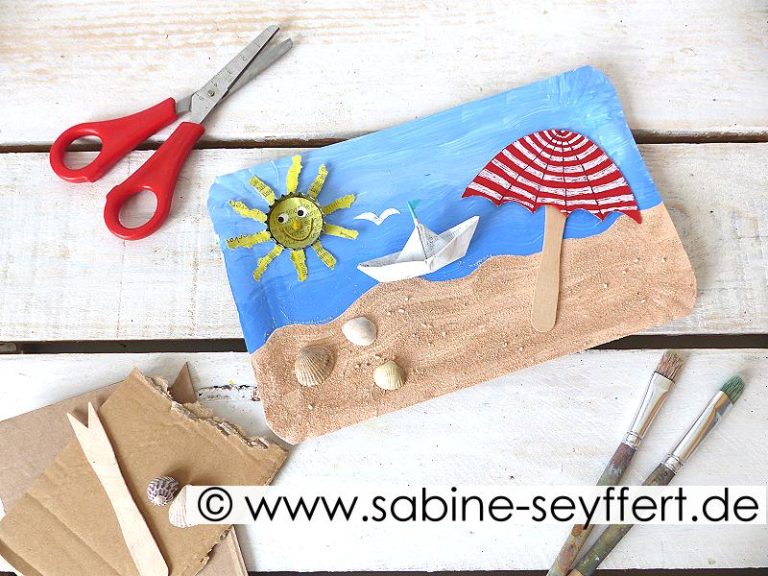 Bastelidee für den Sommer: Ein Tag am Strand – Upcycling Collage – DIY ...