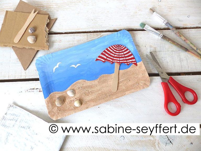Bastelidee für den Sommer: Ein Tag am Strand – Upcycling Collage – DIY ...